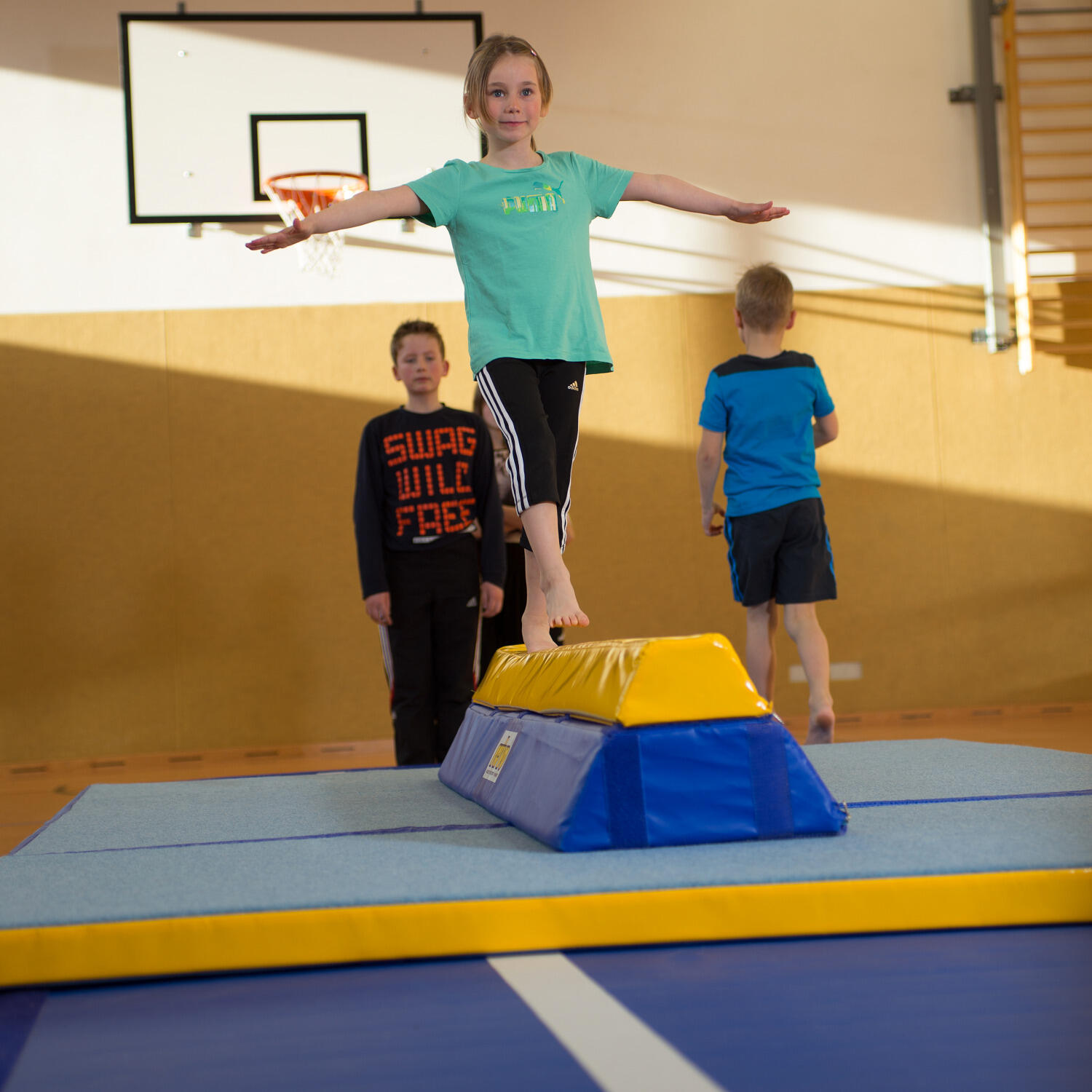 Schwebebalken Rinogym Turnen Unisex Blau-Gelb 3/6