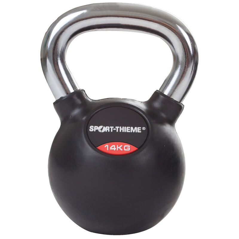 Sport-Thieme Kettlebell « Caoutchoutée avec poignée en chrome lisse », 14 kg