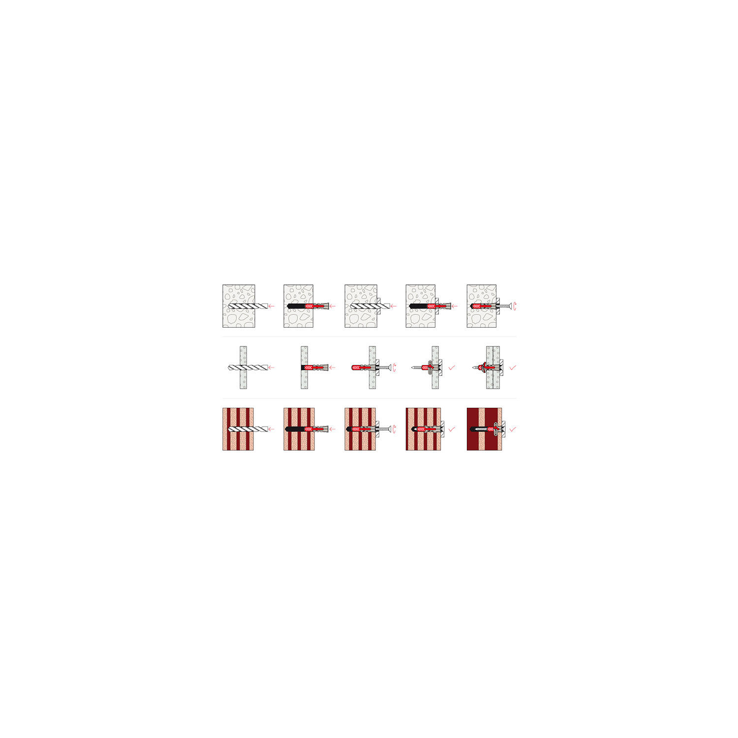 Fischer BenchK Screws for Wall Mounting — Nylon, Set 8/12 3/6