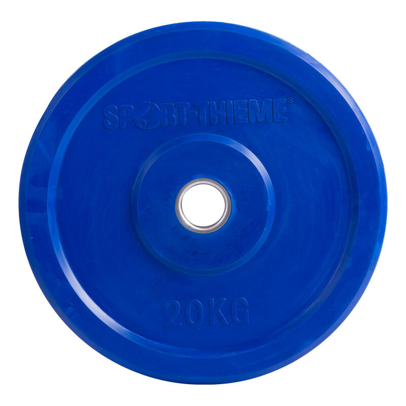 Sport-Thieme Disque d’haltère « Bumper Plate », couleur, 20 kg, bleu