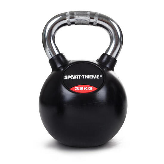 Kettlebell Gummiert mit gerändeltem Chrom-Griff 32 kg Gewichtheben Unisex