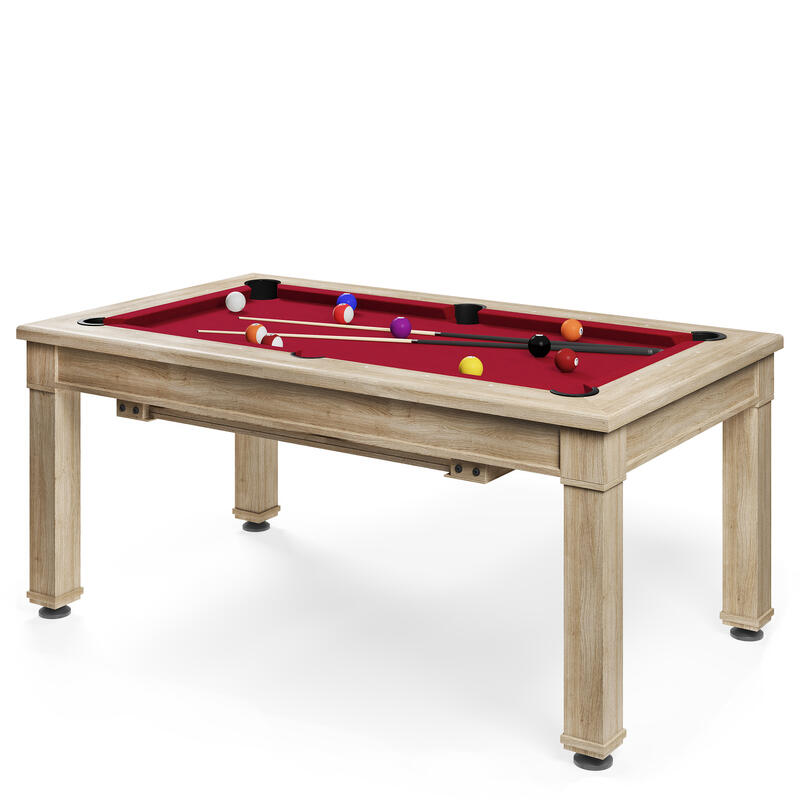 Bison Billard- und Esstisch Dolce Vita Eiche, Bordeux Rot, 5 ft = 184x106 cm