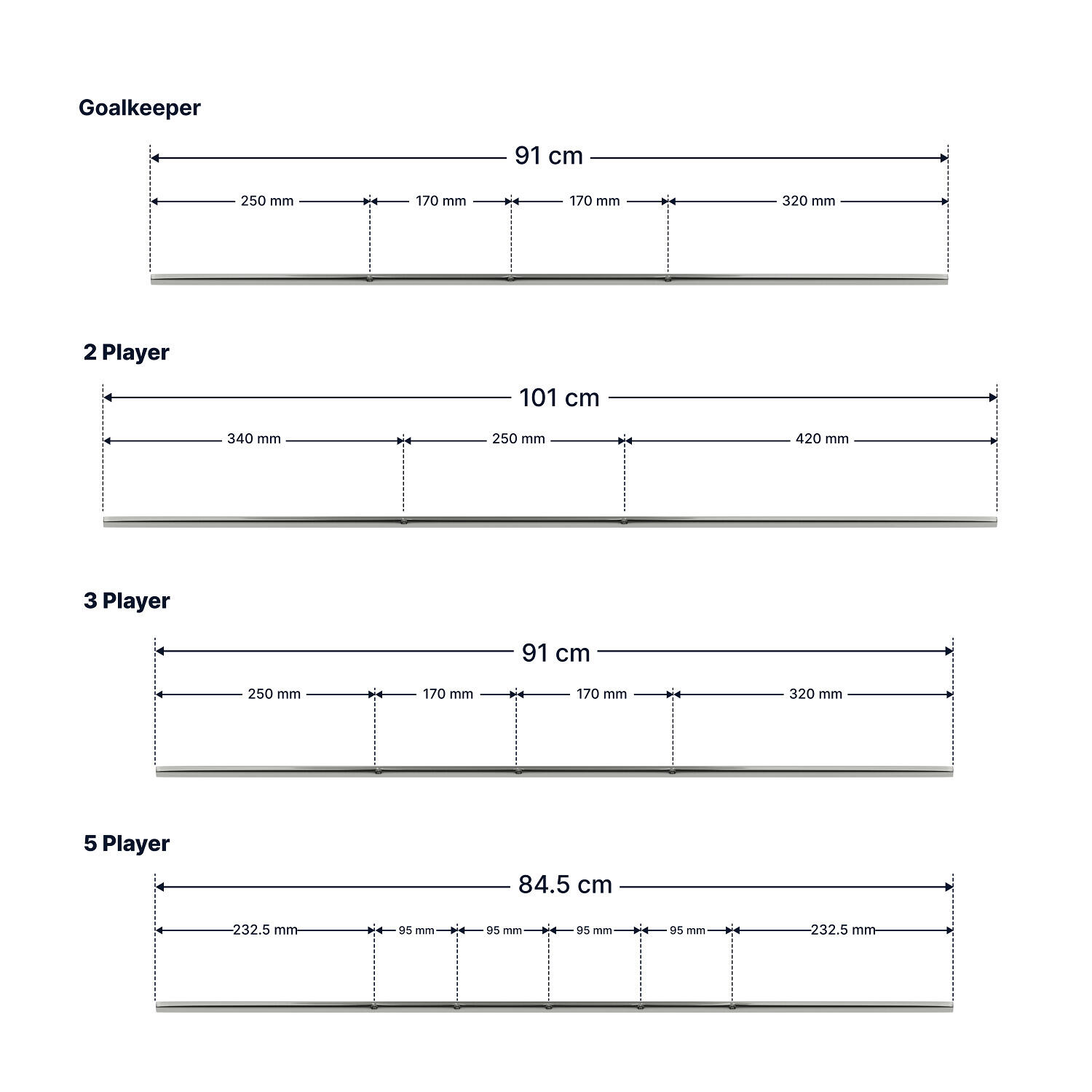 Kickerstangen-Set 13 mm Tischfußball Unisex 2/3
