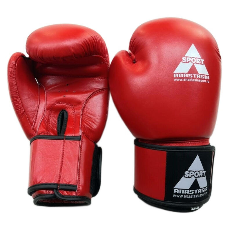 Manusi box lupta Anastasia, piele naturala, rosii, marime 12 OZ