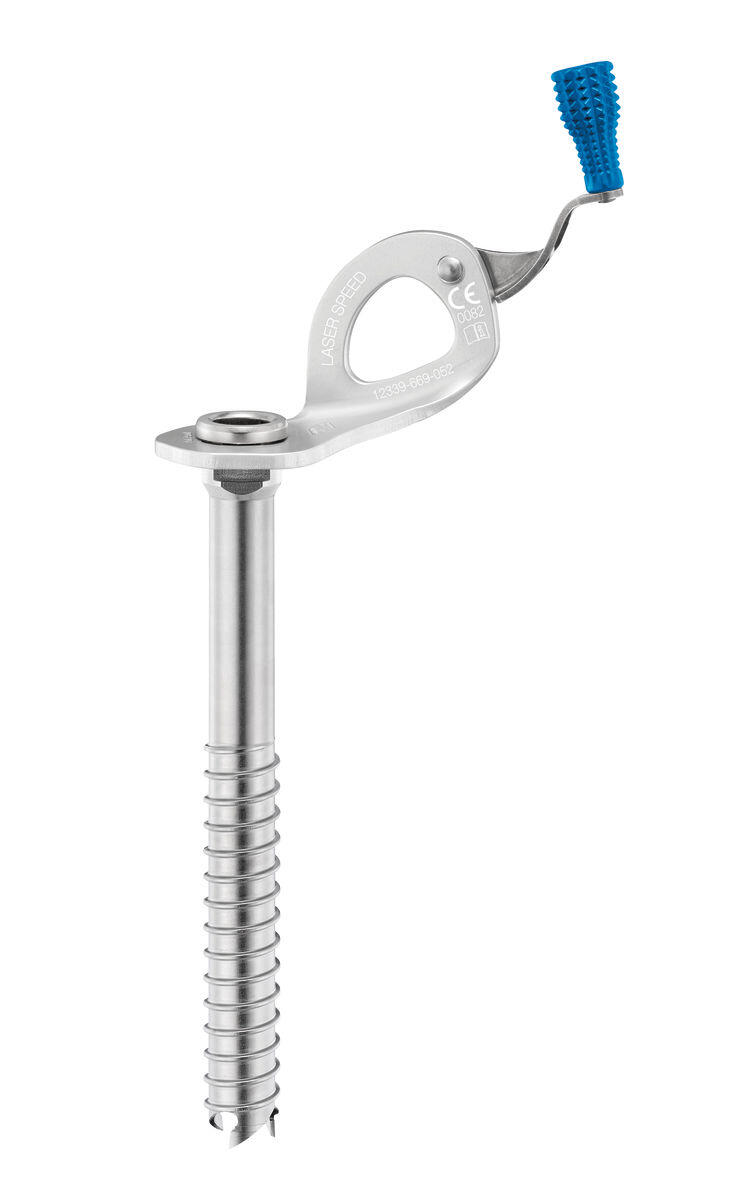broche para carabina Petzl Laser Speed 17 cm acero manivela plegable azul 143 g 3/7