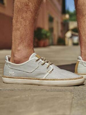 Sneakers Uomo TBS RUKKWAI in Tela Beige/Blu Navy