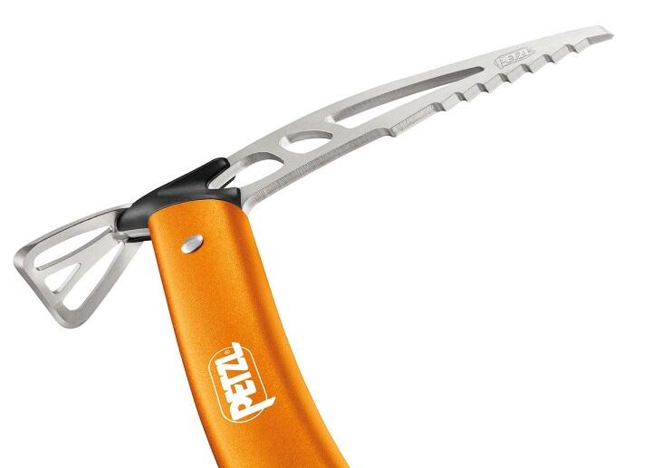 Piolet Petzl RIDE 45 cm ultraléger 240 g lame acier 3 mm manche alu galbé orange 2/4
