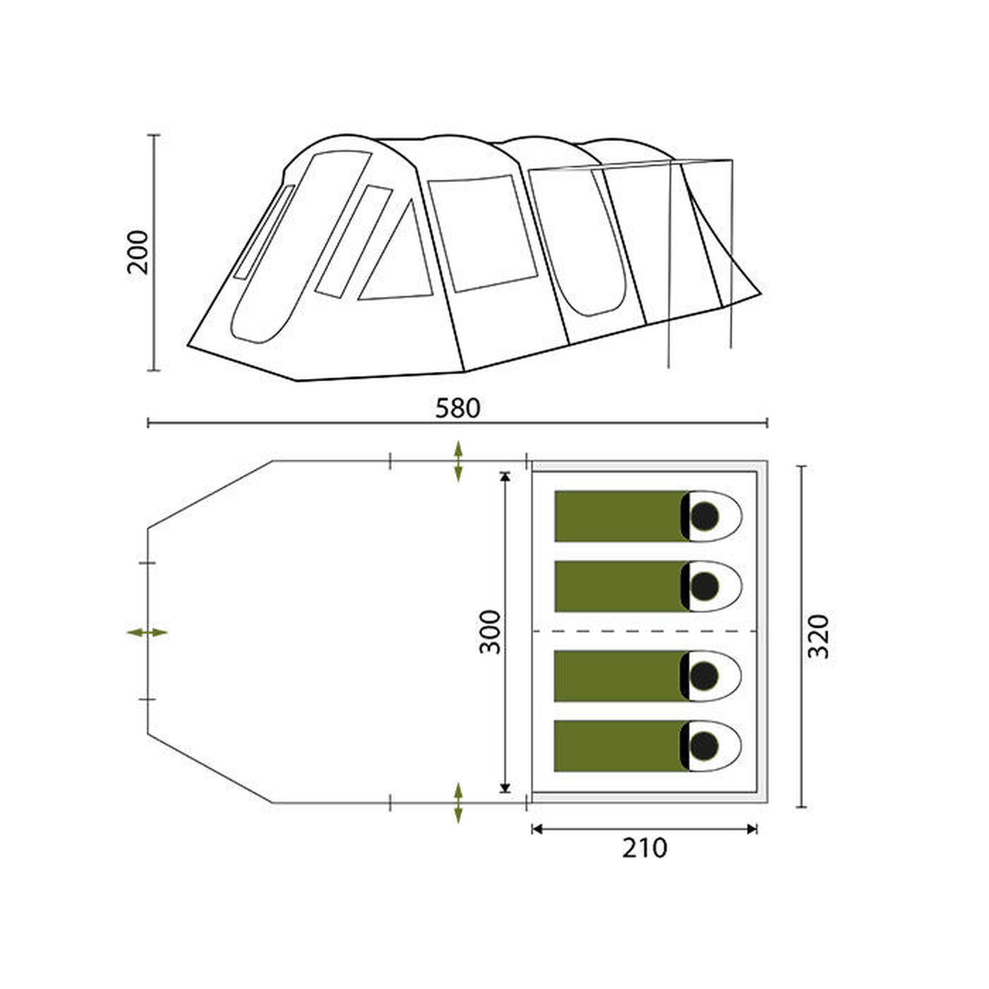 Tente tunnel Nordland 4 Protect - Sol cousu - 4 personnes - 1 cabine divisible