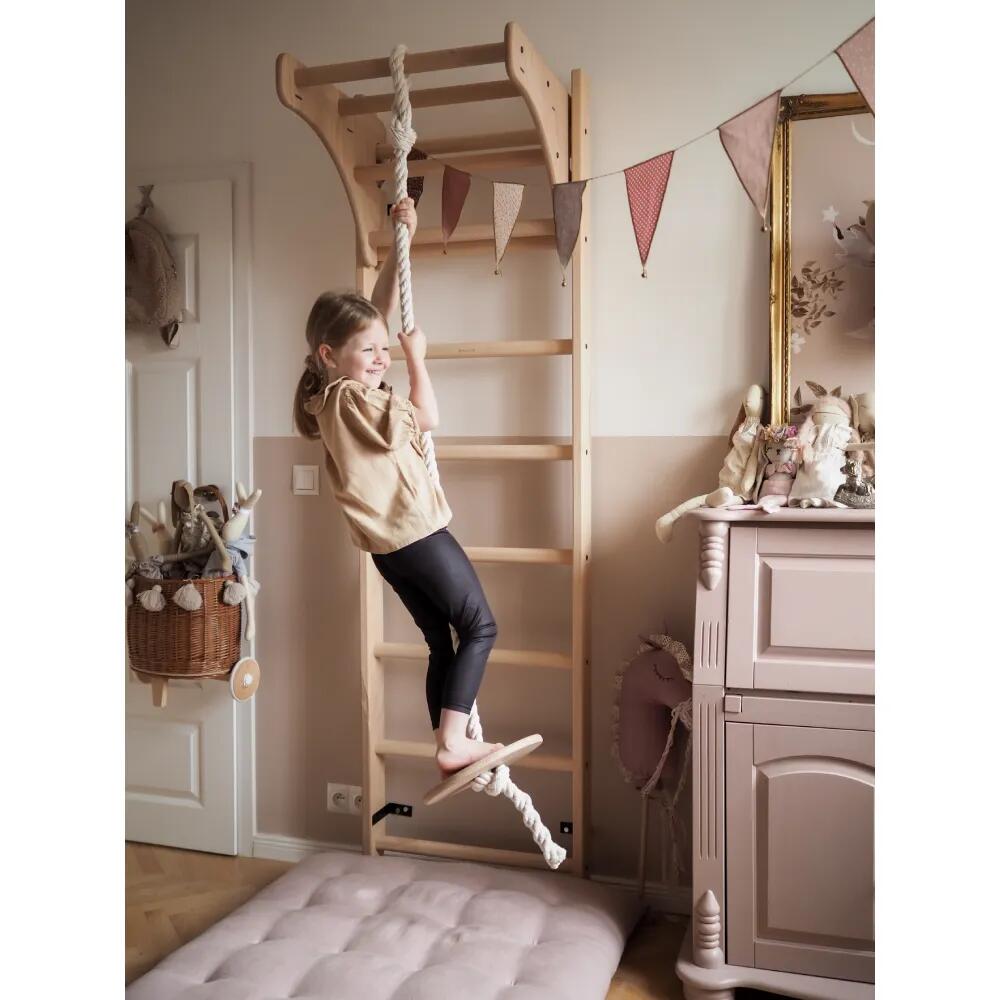 Anneaux et balançoire BenchK pour espalier — contreplaqué beige, sangles 210 cm 3/7
