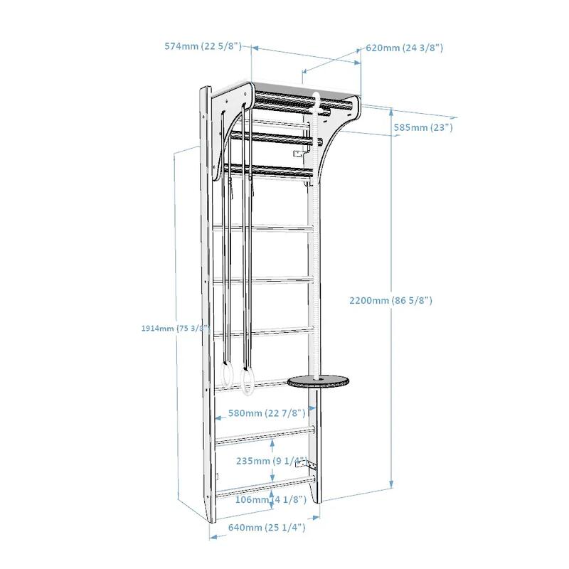 Drewniana drabinka gimnastyczna BenchK 112 + A204 z nakładką BenchTop