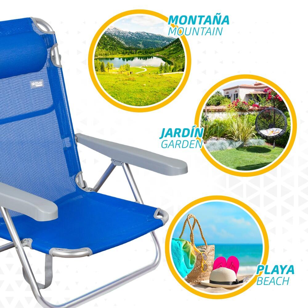 Chaise de plage 5 positions avec appui-tête Aktive 5/7