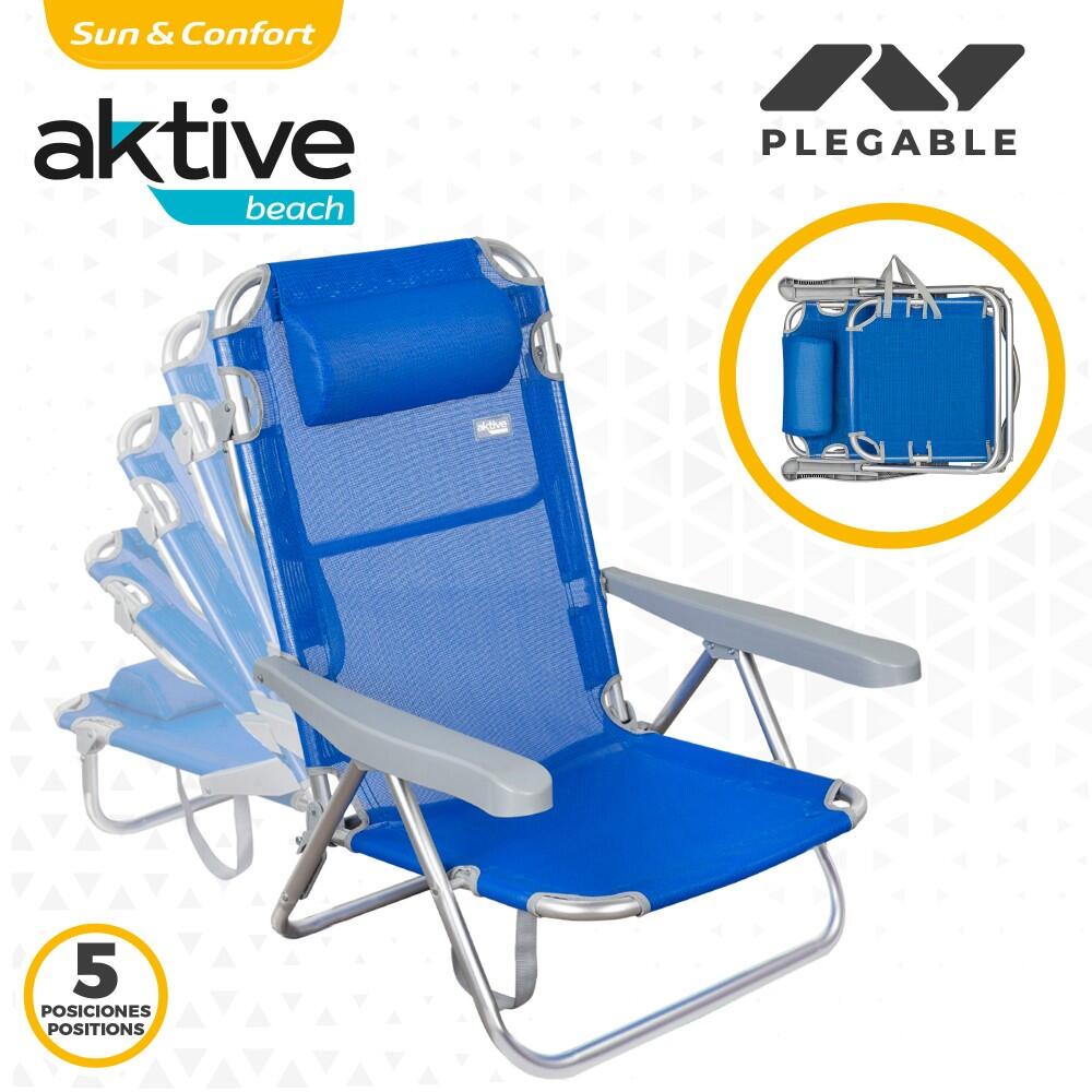 Chaise de plage 5 positions avec appui-tête Aktive 3/7