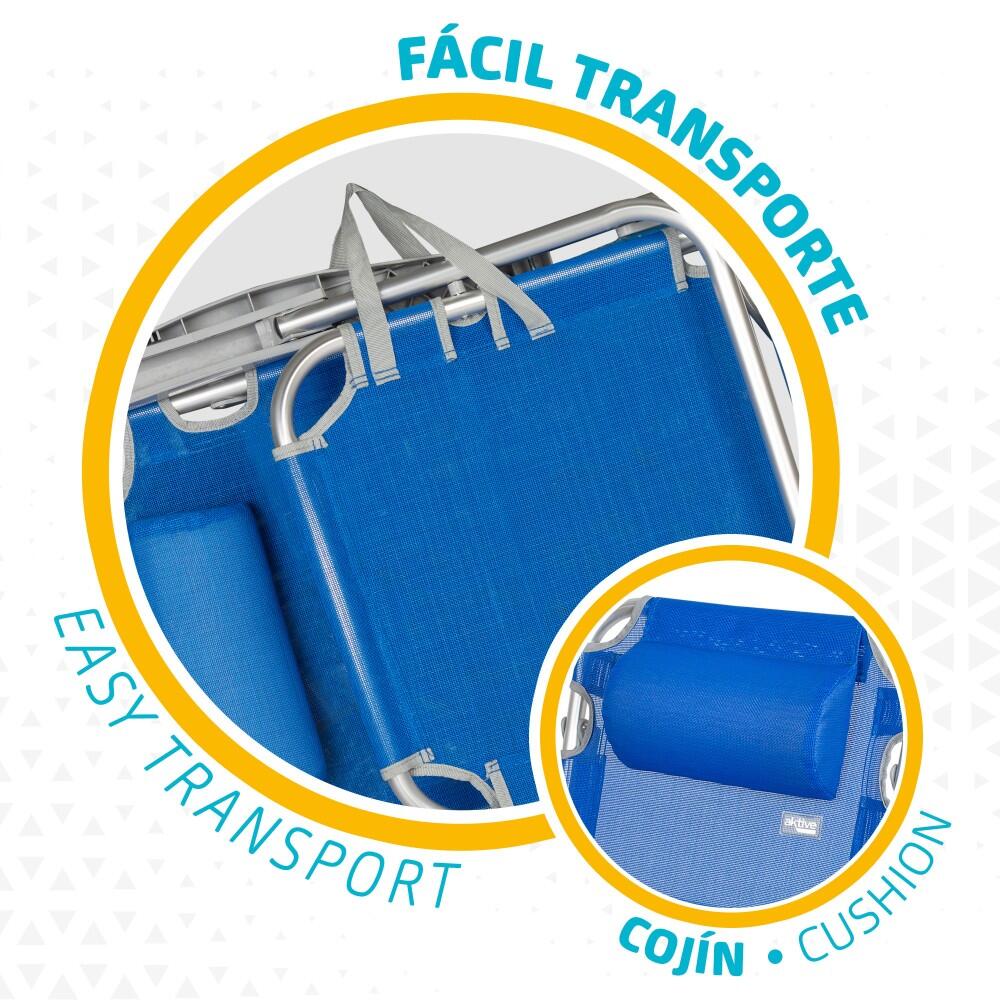 Chaise de plage 5 positions avec appui-tête Aktive 4/7