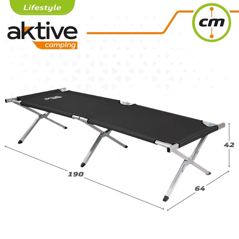 Cama plegable camping negro Aktive