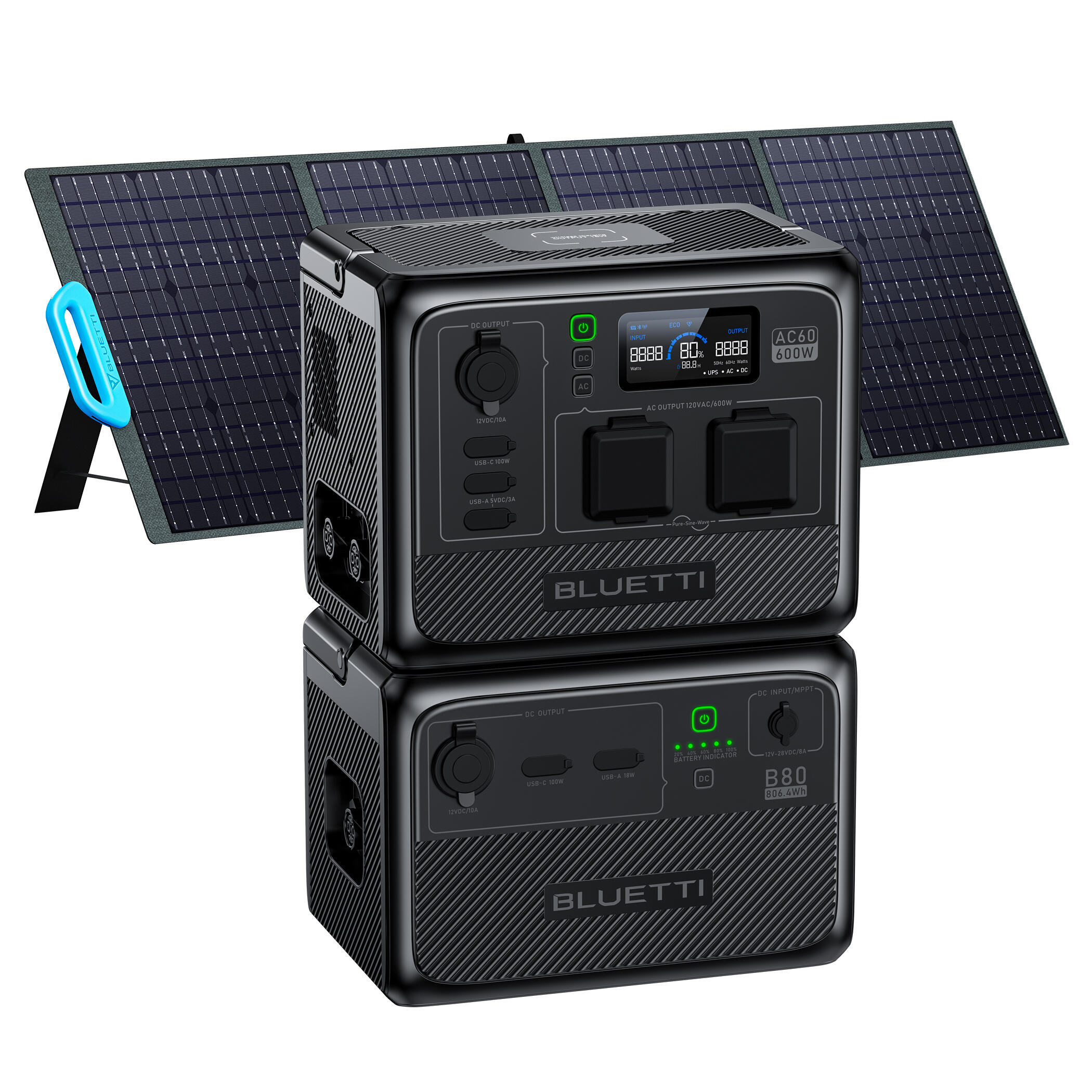 BLUETTI Portable Power Station AC60+B80 with PV200 Solar panel 1/7