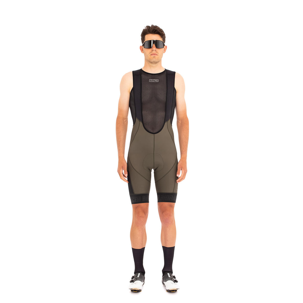 Pantaloncini Ciclismo Estivi Traspiranti Uomo con Bretelle - Icon Cargo Olive 4/5
