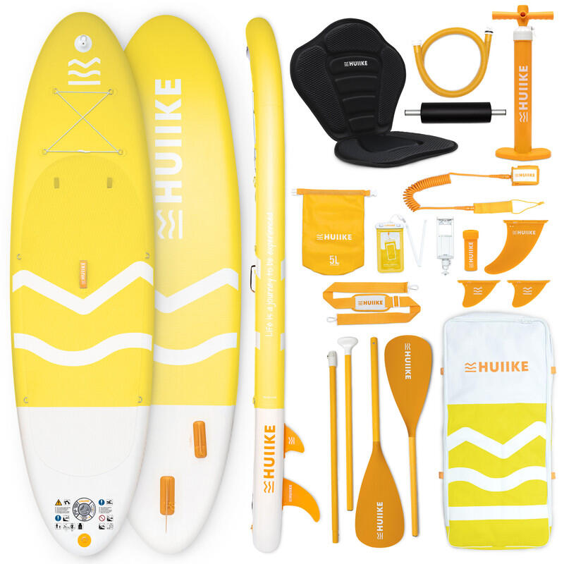 Huiike - Seconde Vie - Paddle Gonflable Adulte Accessoires Premium, Huiike, Jaune - Set De Stand Up Paddle - Jaune - 305 Mm - Decathlon