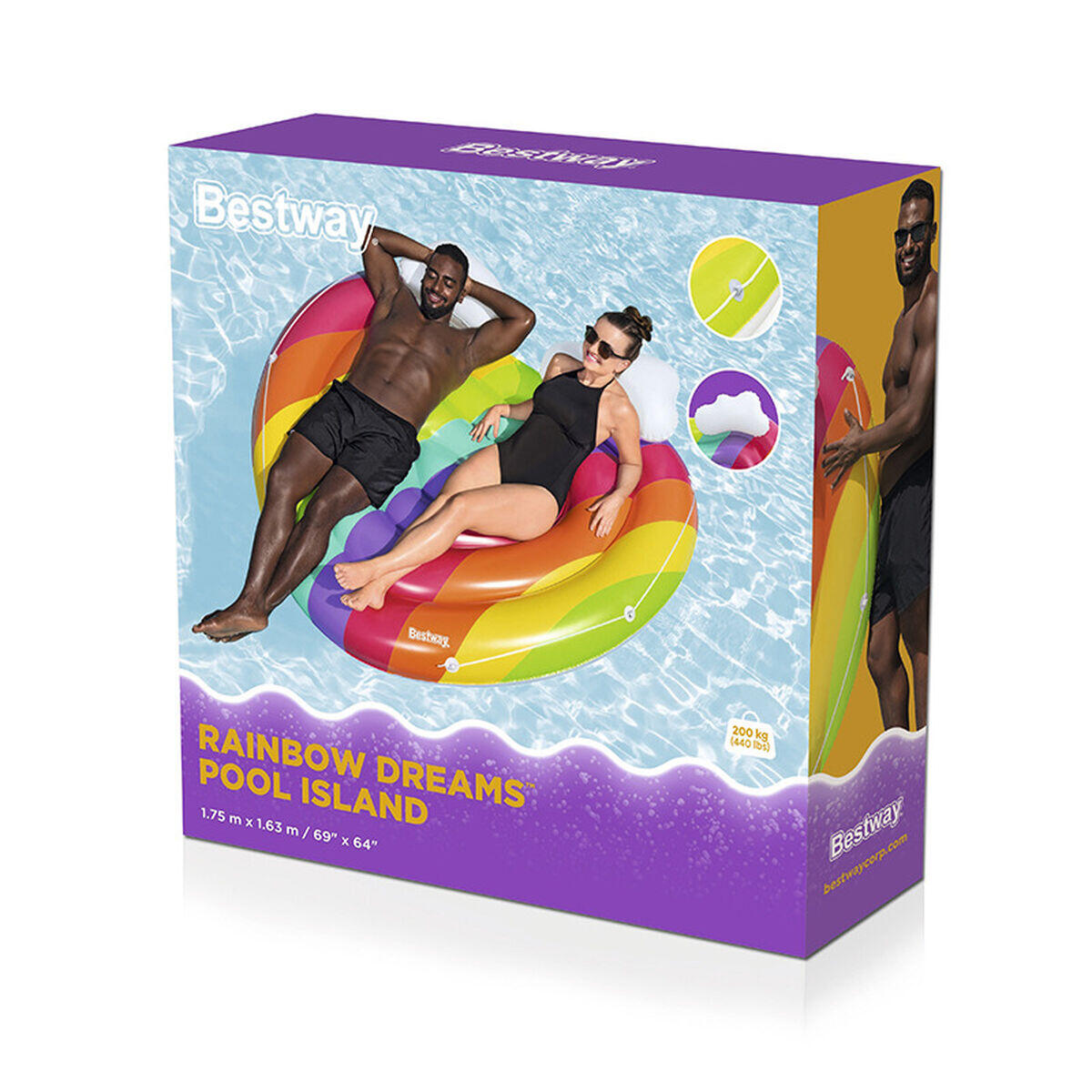 Opblaasbaar eiland Bestway Regenboog 2/7