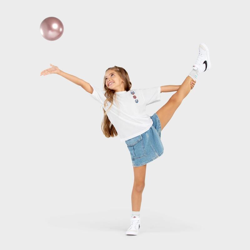 Kinderen Lifestyle Katoenen T-shirt met korte mouwen meisjes Kitty-G SIROKO Wit