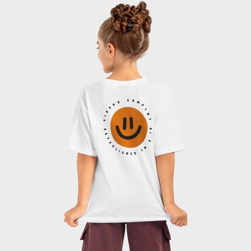 Kinderen Lifestyle Katoenen T-shirt met korte mouwen meisjes Joy-G SIROKO Wit