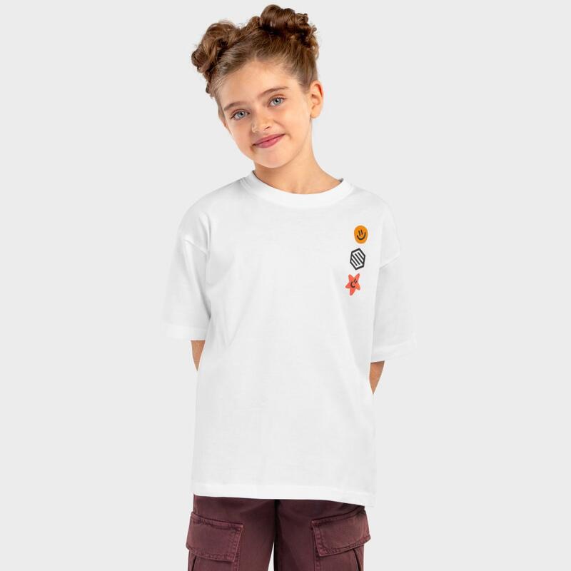 Kinderen Lifestyle Katoenen T-shirt met korte mouwen meisjes Joy-G SIROKO Wit
