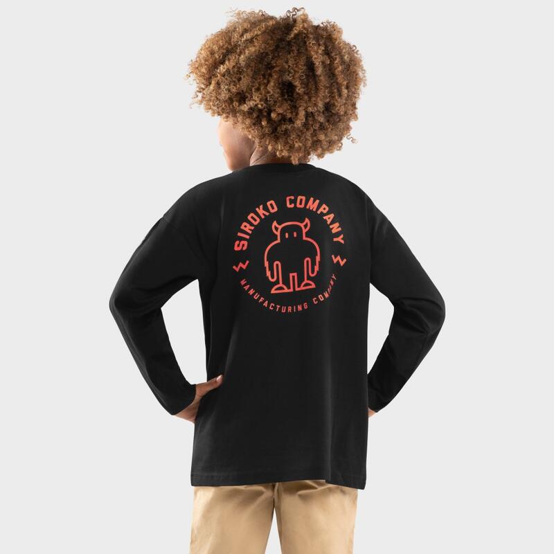 Kinder Lifestyle Langärmeliges Baumwoll-T-Shirt für Jungen Buzz SIROKO Schwarz