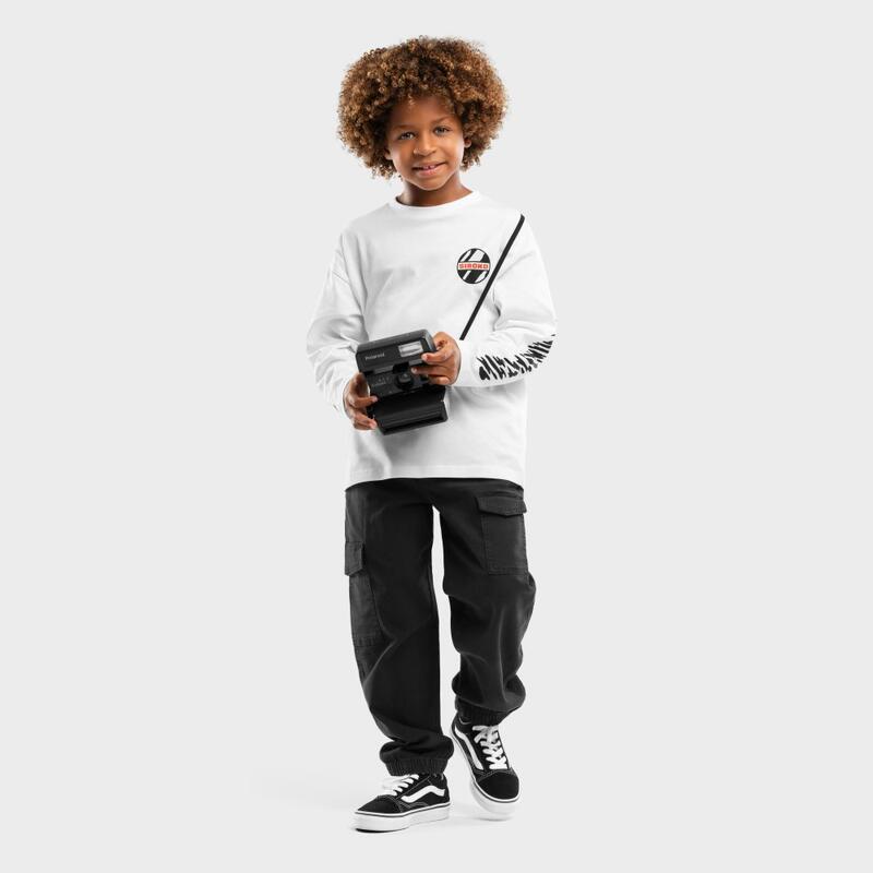 Camisola de manga comprida de algodão rapaz Lifestyle Crianças Jaguar Branco