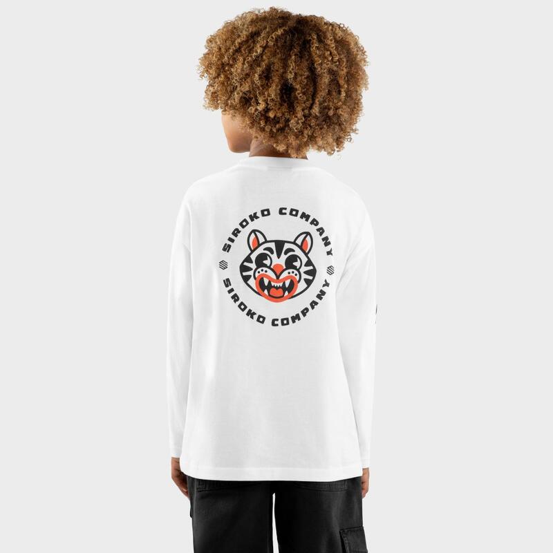 Camisola de manga comprida de algodão rapaz Lifestyle Crianças Jaguar Branco