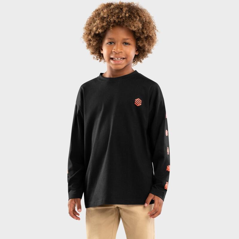 Kinder Lifestyle Langärmeliges Baumwoll-T-Shirt für Jungen Buzz SIROKO Schwarz