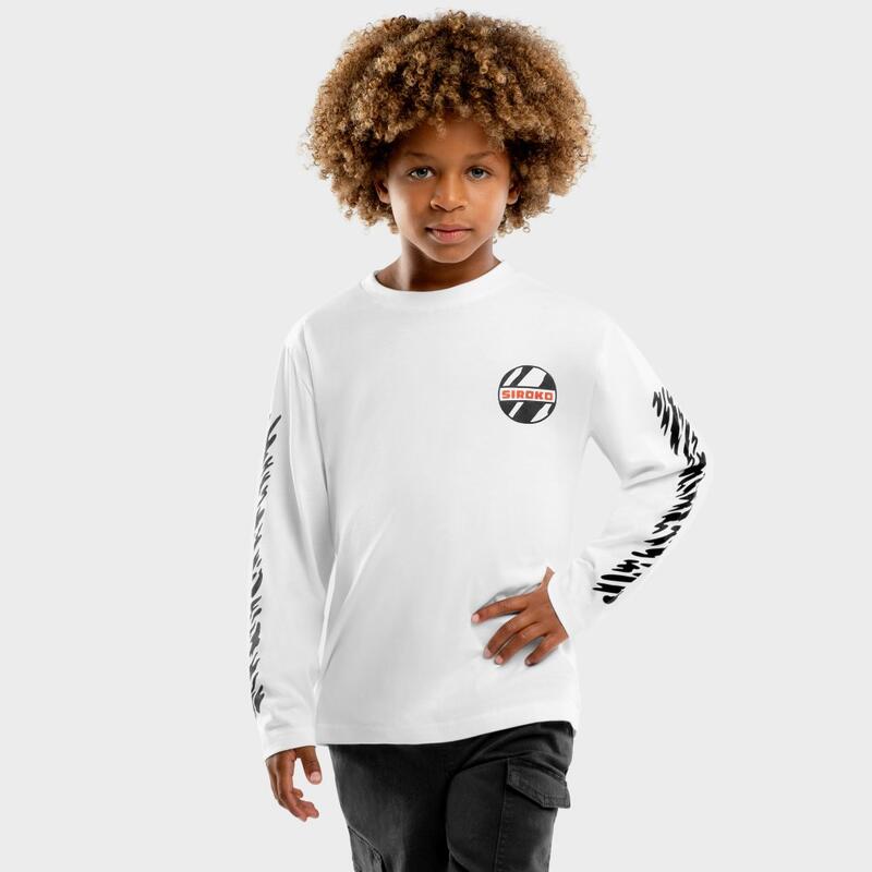 Camiseta algodón manga larga niño lifestyle Niños y Niñas Jaguar Blanco
