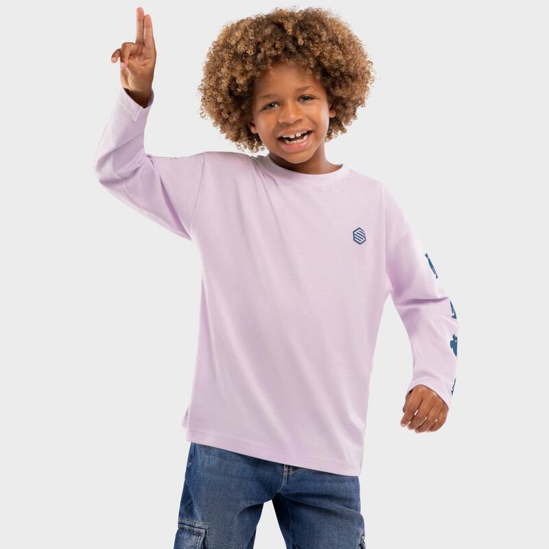 Kinderen Lifestyle Katoenen T-shirt met lange mouwen jongens Bungee SIROKO Paars