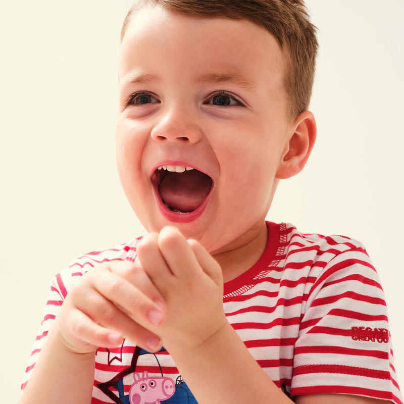 Peppa Stripe wandel-T-shirt met korte mouwen voor kinderen - Rood