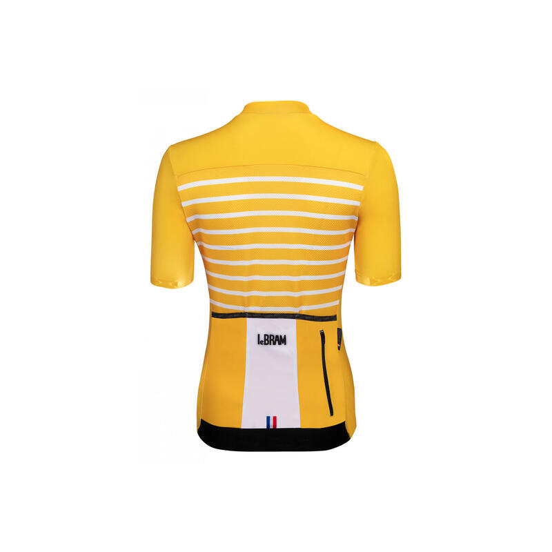 Maillot LeBram Ventoux de manga corta para mujer, corte ajustado amarillo