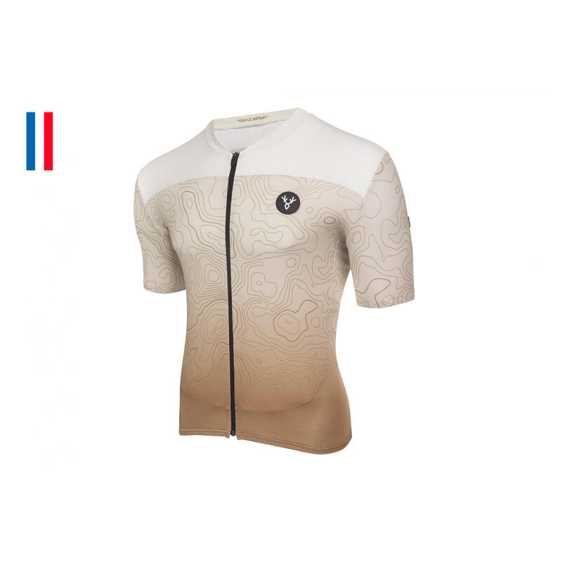 Maillot Manches Courtes LeBram Grand Ballon Beige Sable Coupe Ajustée