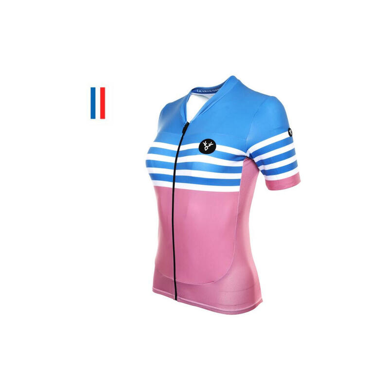 Maillot Manches Courtes Femme LeBram Tourmalet Ciel Coupe Ajustée