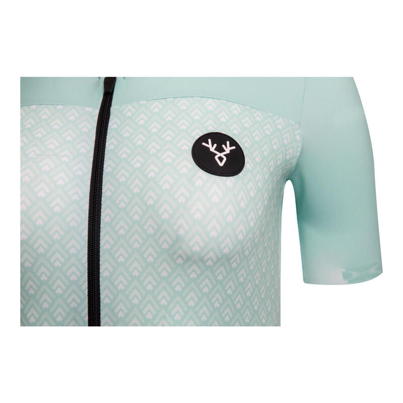 LeBram Womens Portillon Celeste / Green Tailored Fit Short Sleeve Jersey