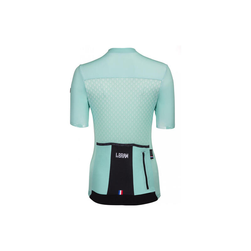 LeBram Womens Portillon Celeste / Green Tailored Fit Short Sleeve Jersey