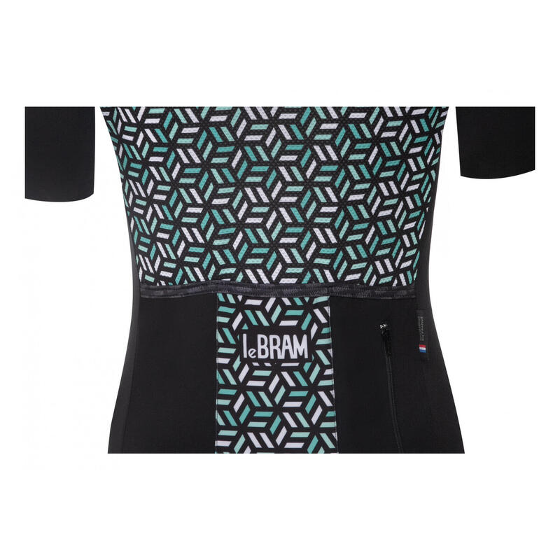 LeBram Womens Iron Cross Celeste Black Short Sleeve Jersey Tailored Fit