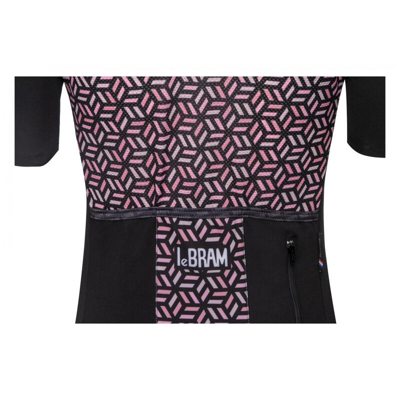 LeBram Womens Iron Cross Short Sleeve Jersey Salmon Black Tailored Fit