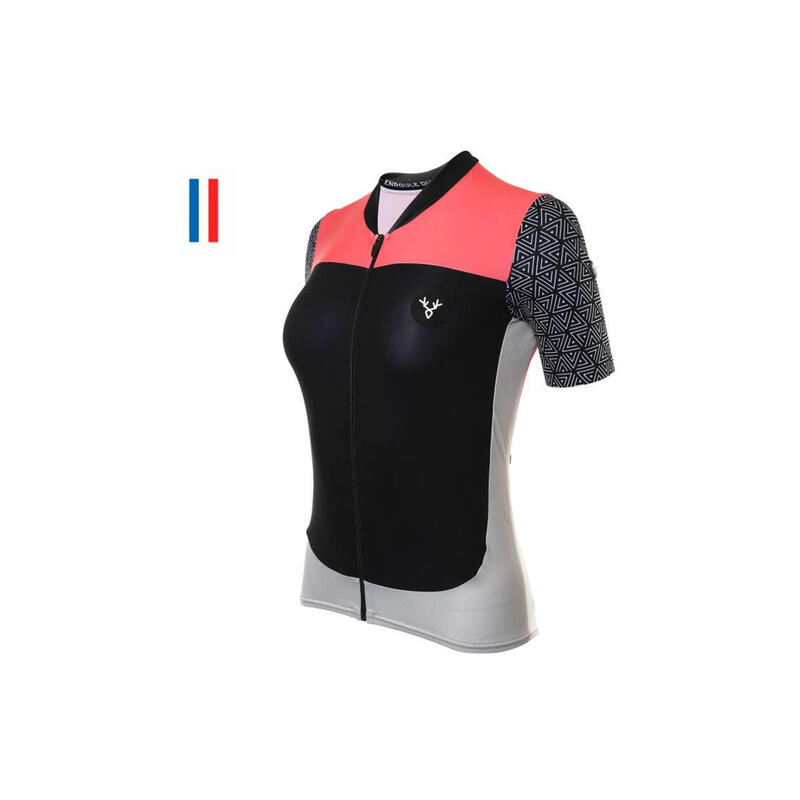 Maillot Manches Courtes Femme Lebram Aspin Noir / Rose Coupe Ajustée