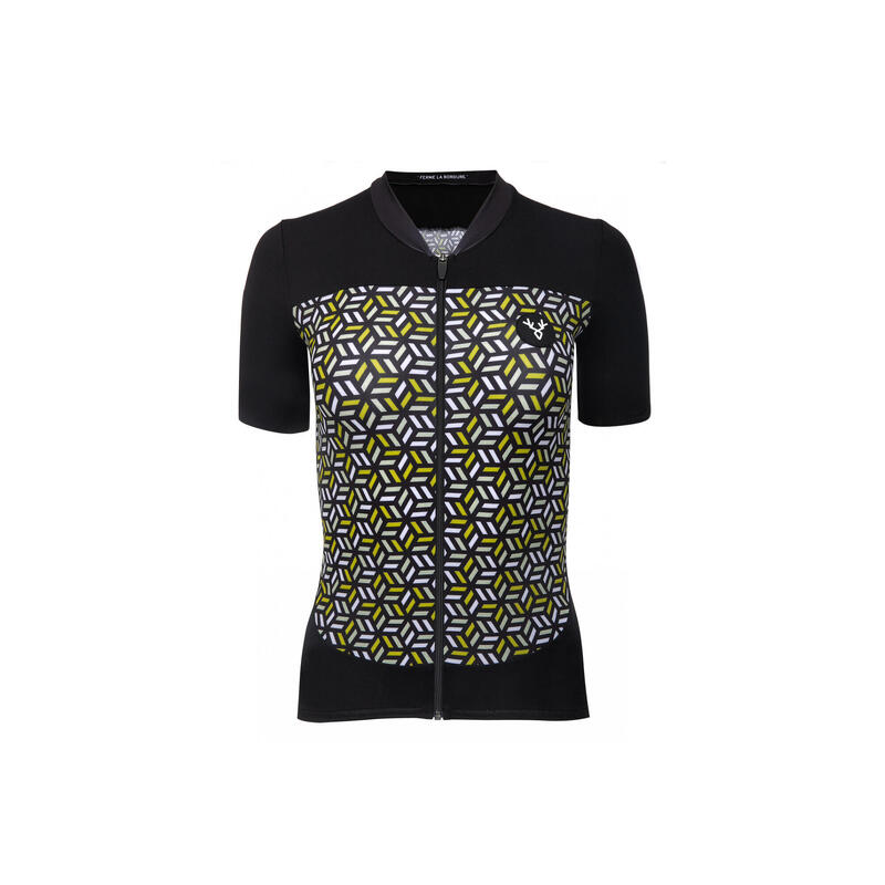 Maillot de manga corta LeBram para mujer Iron Cross negro amarillo Tailored Fit