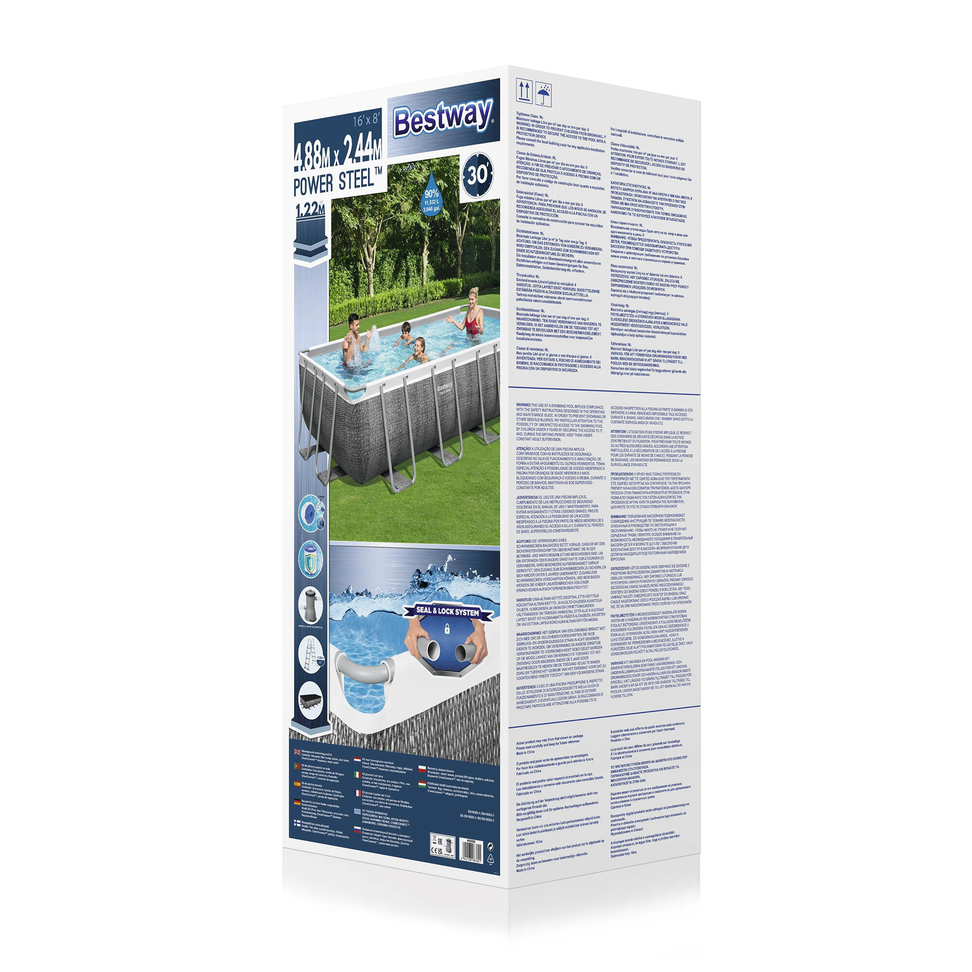 Piscina da giardino 488x244x122 cm Power Steel™ effetto rattan grigio 4/6
