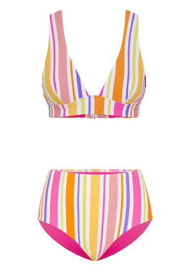 Bikini mit Badehose und Oberteil im Streifen-Look