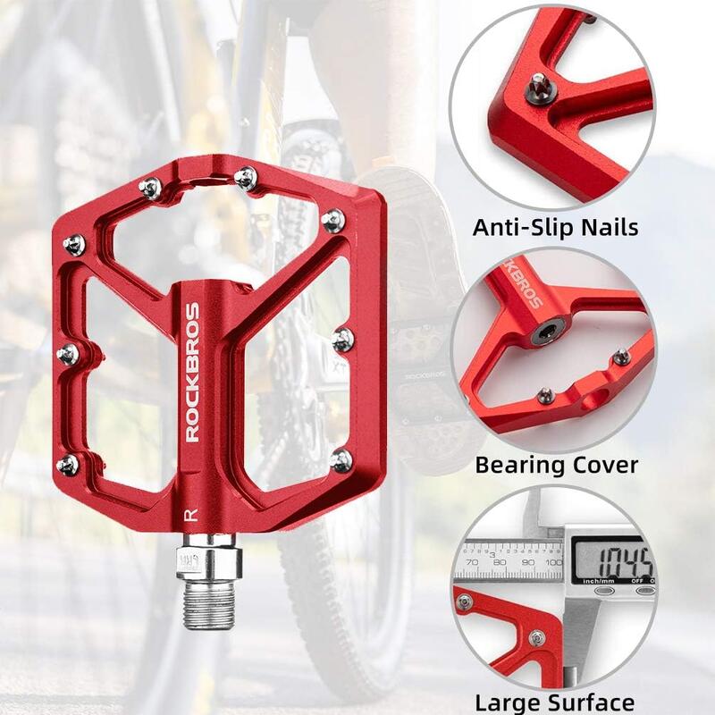 Pédale Vélo en Alliage Aluminium 8 Clous Antidérapants Rouge