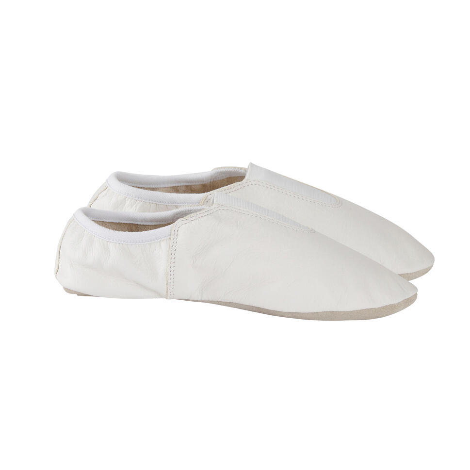 DOMYOS Refurbished Girls and Boys Leather Gymnastics Shoes - White - A Grade