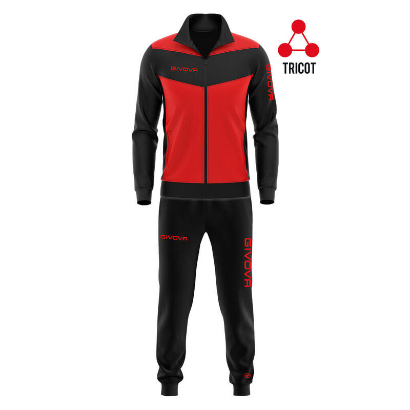 Survêtement Full Zip Homme - Givova rouge noir