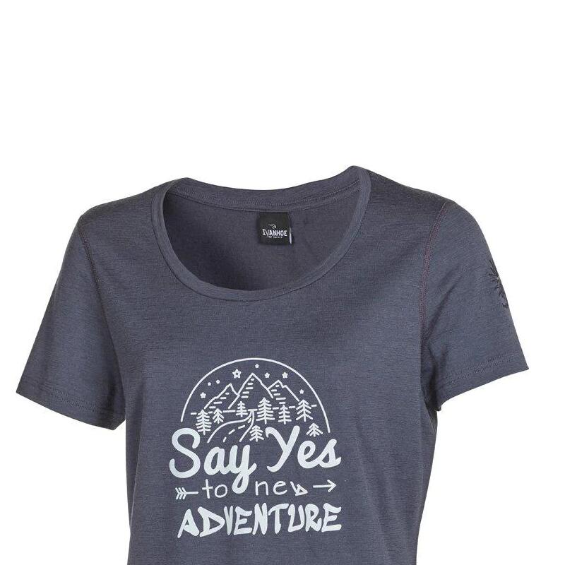 T-shirt Meja Adventure pour femme - 100% laine mérinos - Bleu