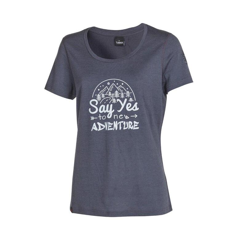 T-shirt Meja Adventure pour femme - 100% laine mérinos - Bleu