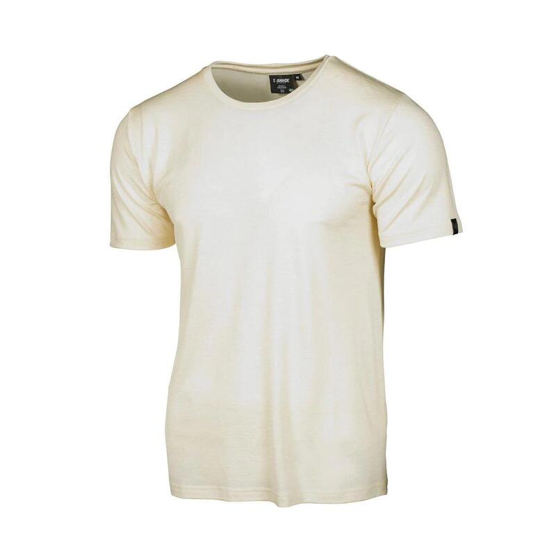 T-shirt UW Ceasar Natural White voor heren - 100% extra fijne merino wol - Beige