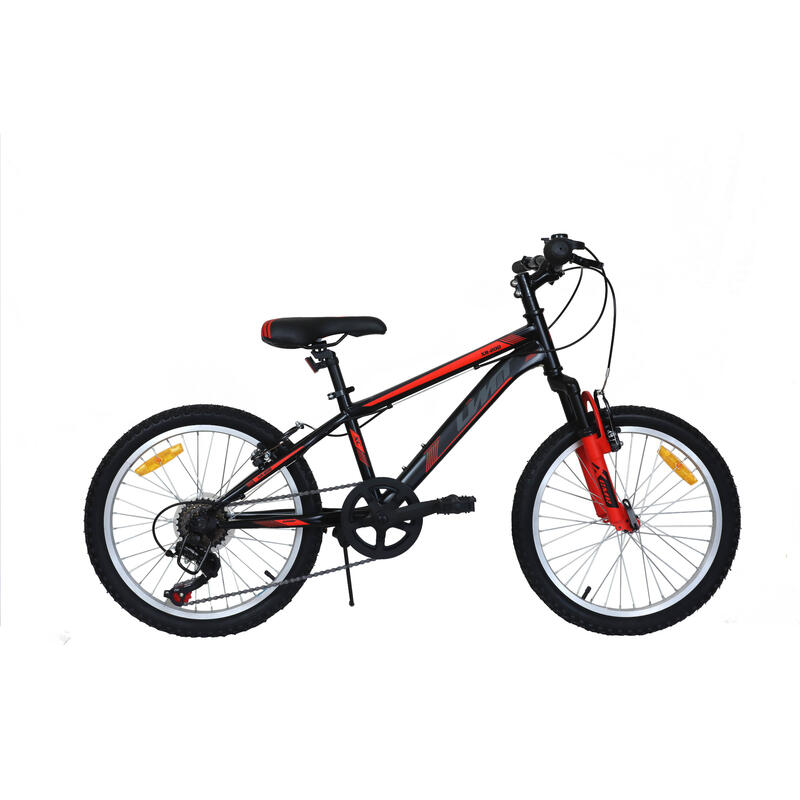 Bicicleta Infantil de Montaña 20" Umit Xr 200 Suspension Negra Roja 6 Velocidade